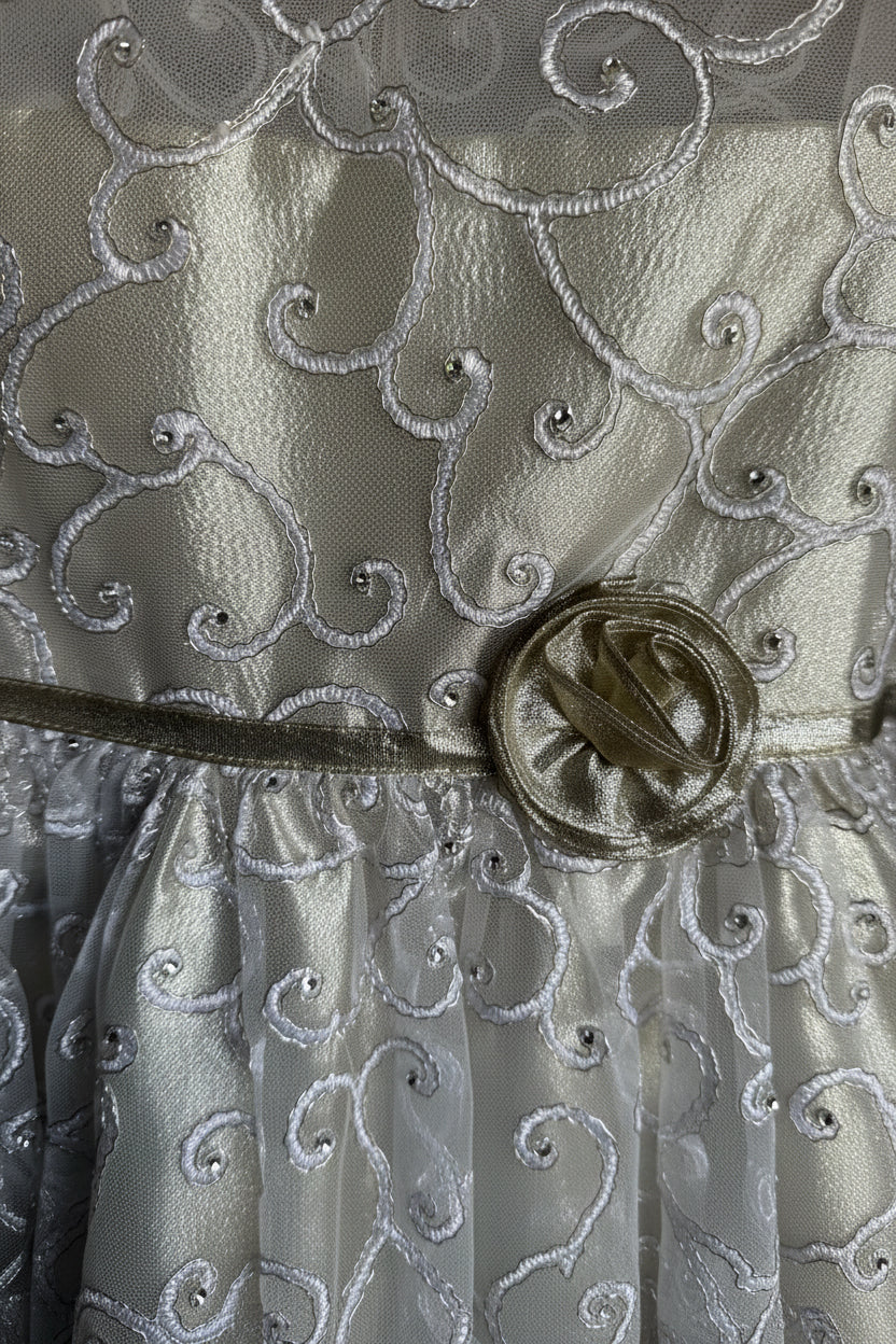 Girls Metalic Grey Sparkle Swirl Dress Sz 4