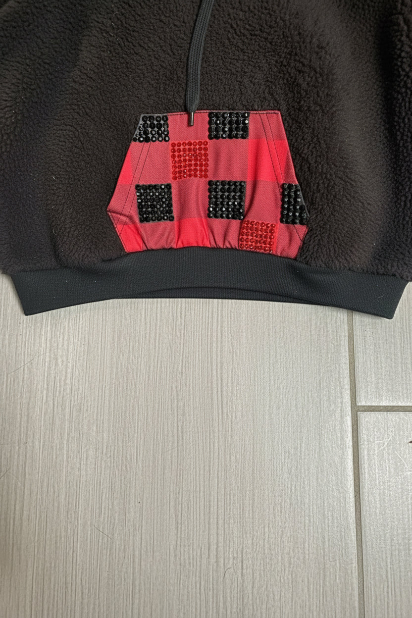 Black  and Red Fleece Hoodie