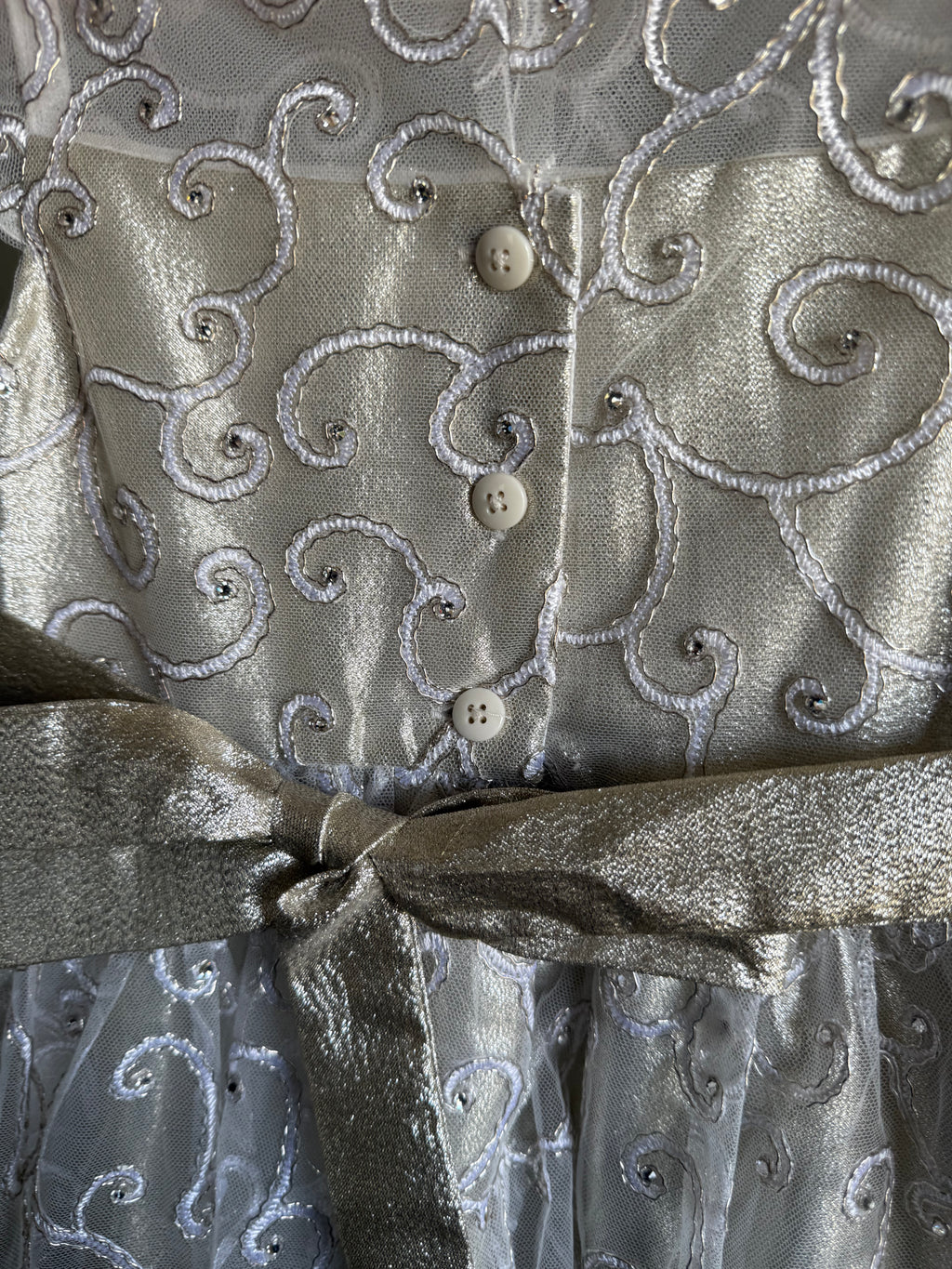 Girls Metalic Grey Sparkle Swirl Dress Sz 4