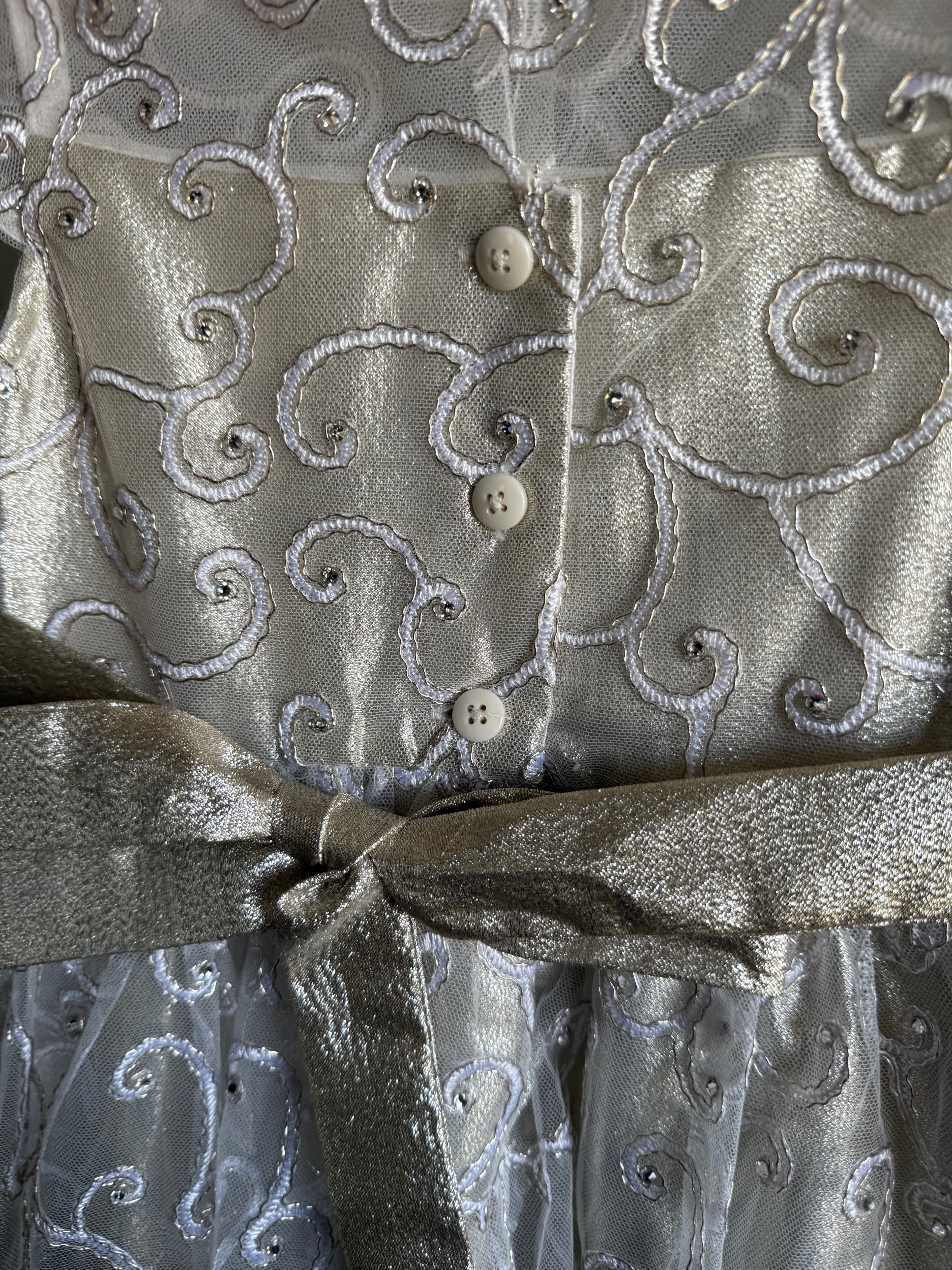 Girls Metalic Grey Sparkle Swirl Dress Sz 4