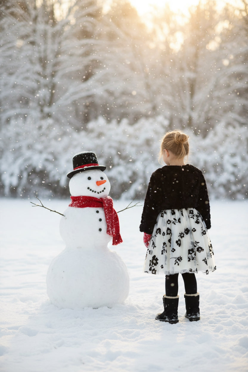 Black and White Dress with Faux Fur Jacket - Sz 2T