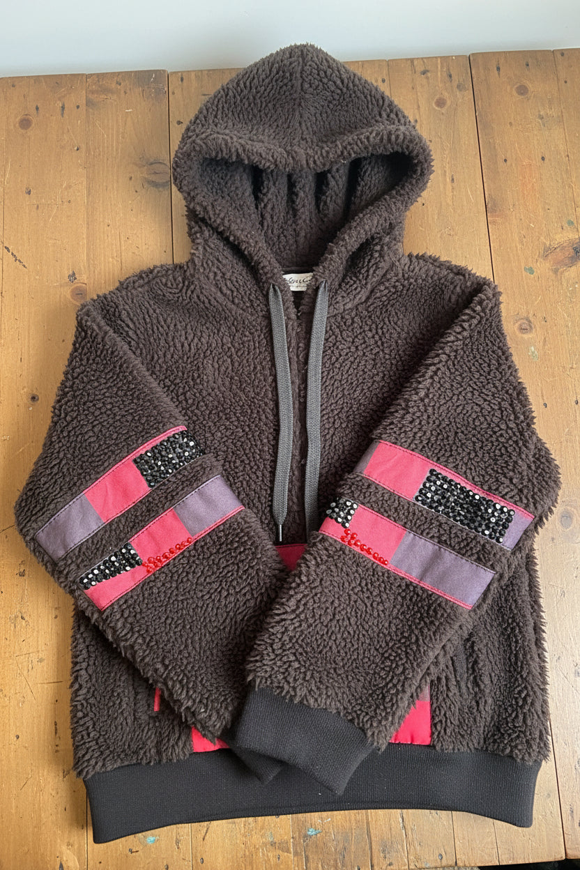 Black  and Red Fleece Hoodie