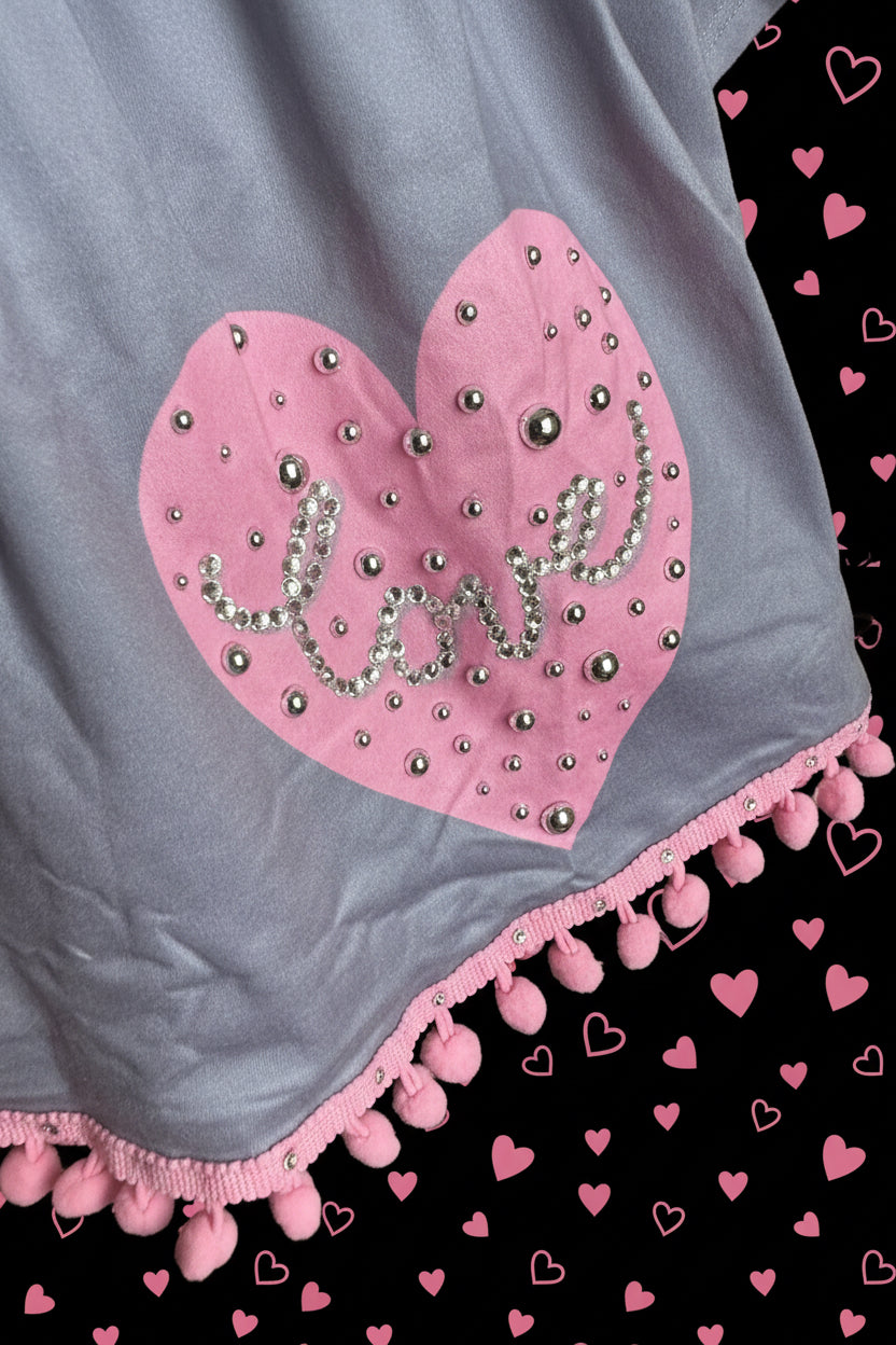 Girls 3pc Love and Kisses Outfit Sz 2T