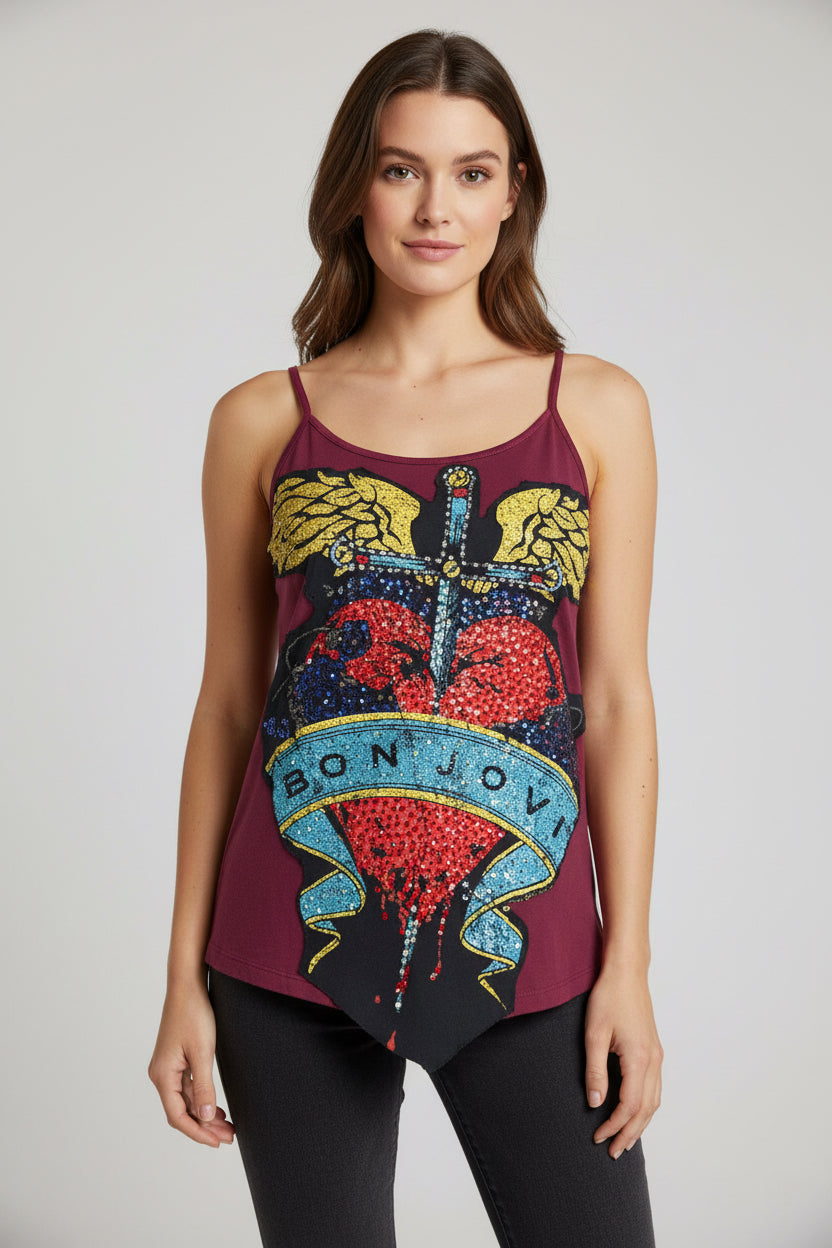 Bon Jovi Burgandy Tank Top