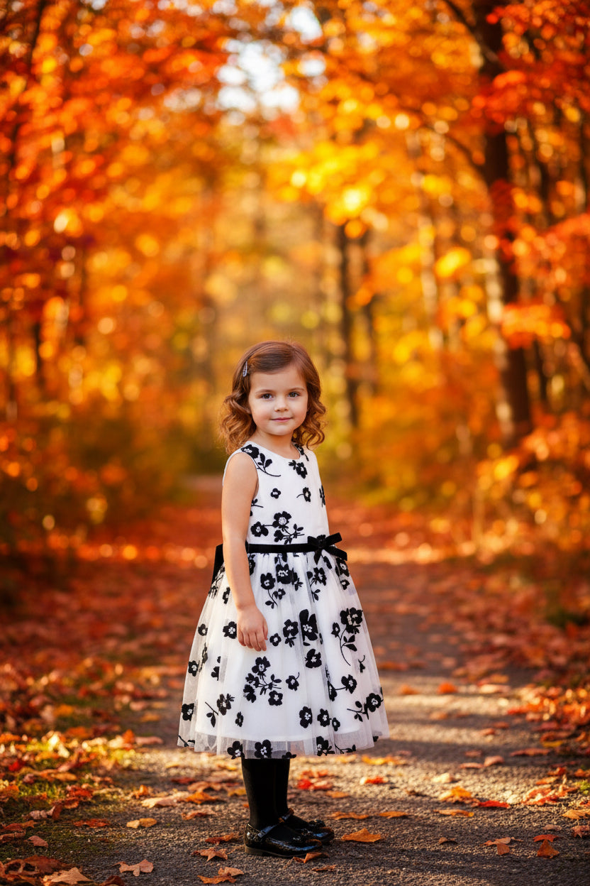 Black and White Dress with Faux Fur Jacket - Sz 2T