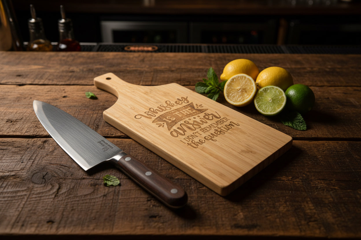 Whiskey is the answer cutting board